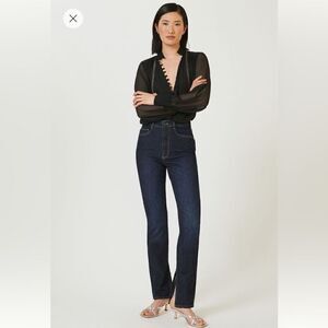 ANTHROPOLOGIE denim | Pilcro The Split Straight Jeans | size 25 | Dark Wash |NWT